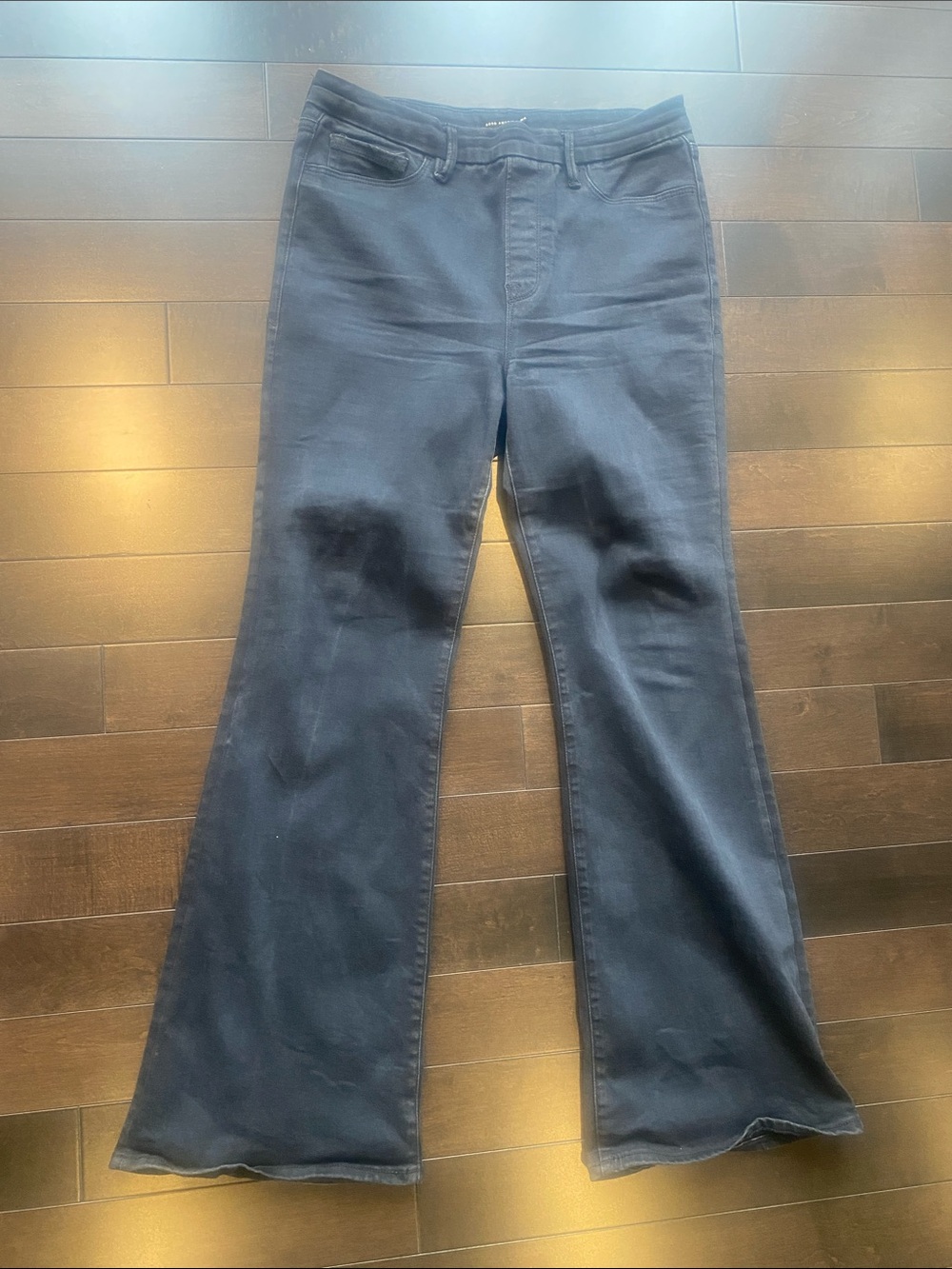 Good American Power Stretch Pull On Black Flare Jeans